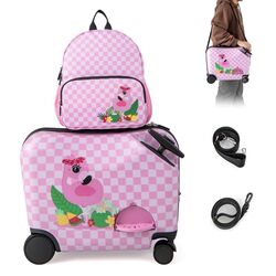 Valiza + ghiozdan pentru copii Costway BN10024FS (Pink) Thumb