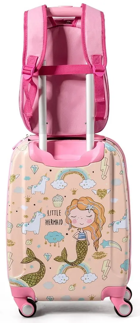 Детский чемодан + рюкзак Costway BN10027 (Pink)