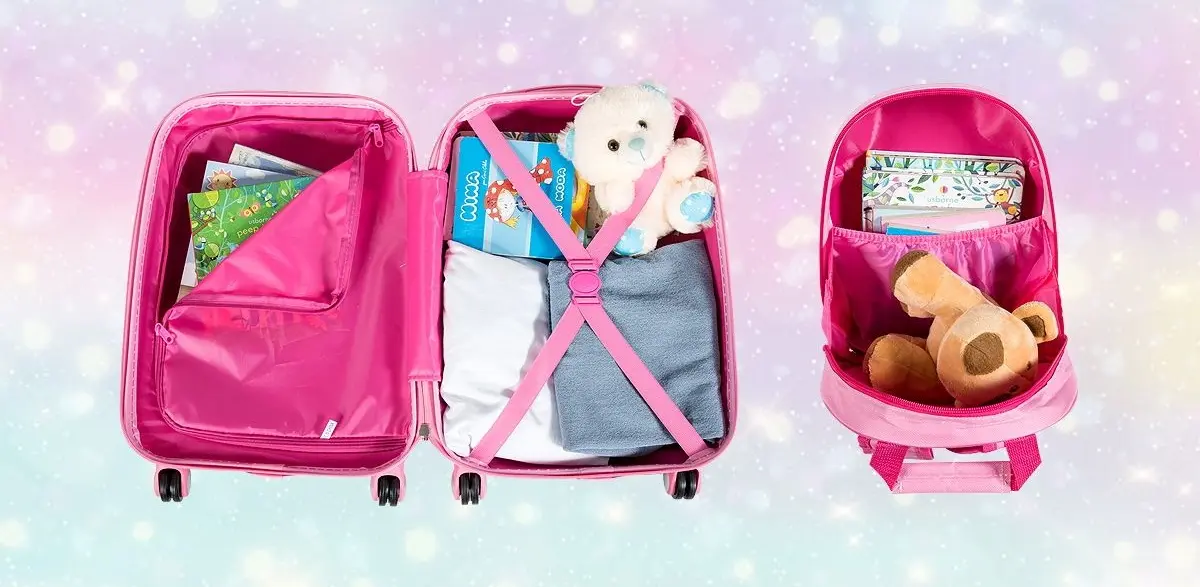 Детский чемодан + рюкзак Costway BN10027 (Pink)