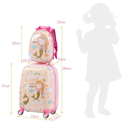 Детский чемодан + рюкзак Costway BN10027 (Pink) Thumb