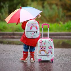 Детский чемодан + рюкзак Costway BN10031 (White/Pink) Thumb