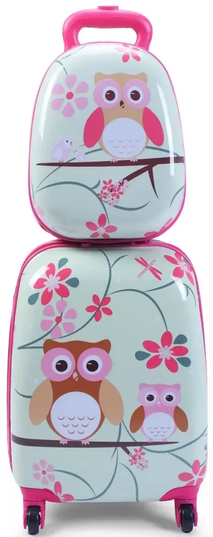 Детский чемодан + рюкзак Costway BN10031 (White/Pink)