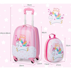 Детский чемодан + рюкзак Costway BN10032 (Pink) Thumb