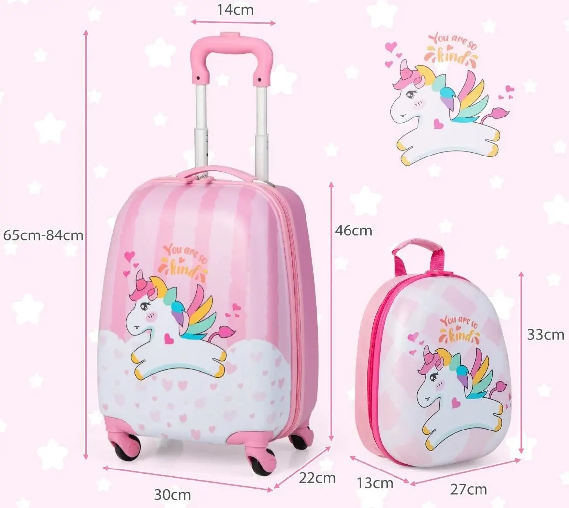 Детский чемодан + рюкзак Costway BN10032 (Pink)