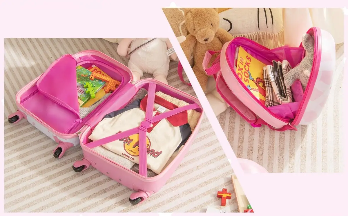 Детский чемодан + рюкзак Costway BN10032 (Pink)