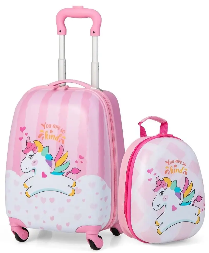 Детский чемодан + рюкзак Costway BN10032 (Pink)