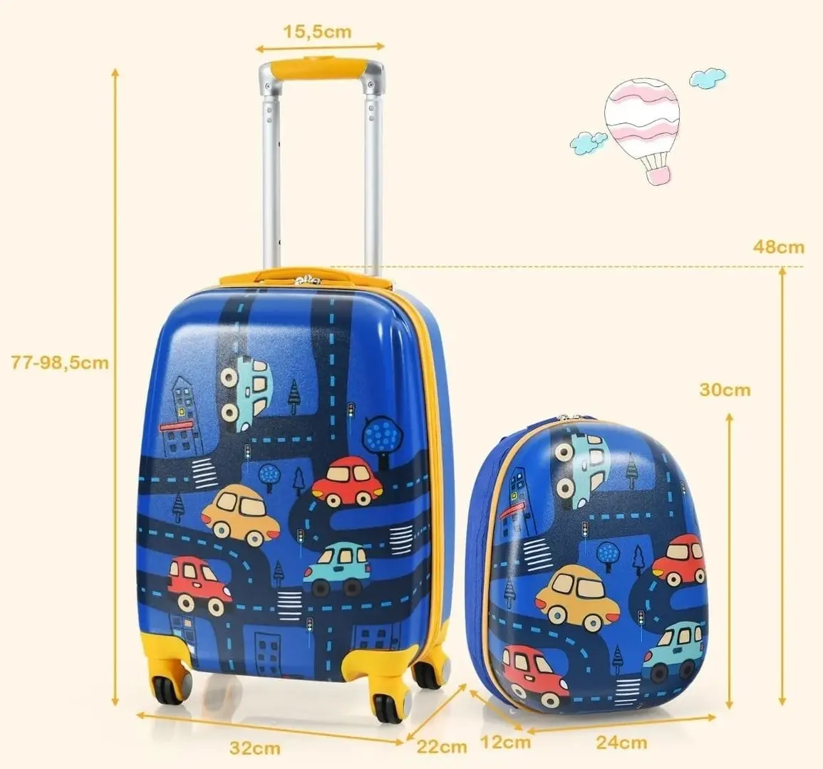 Детский чемодан + рюкзак Costway BN10033 (Blue)