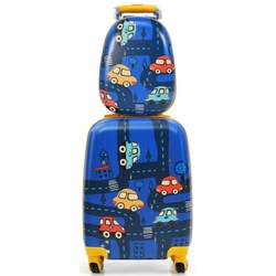 Valiza + rucsac pentru copii Costway BN10033 (Blue)