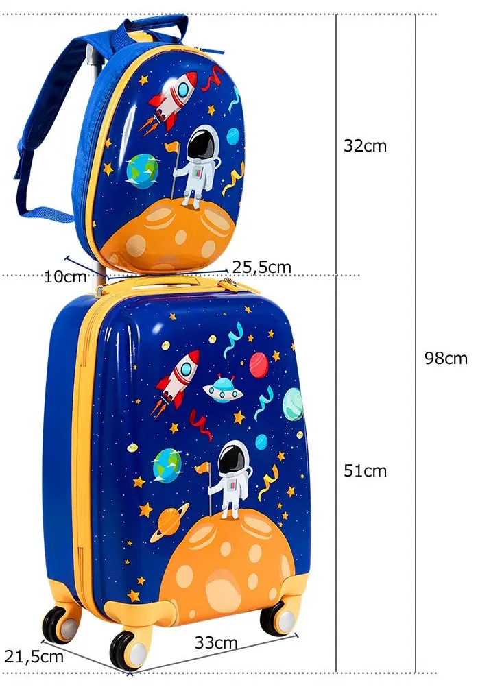 Valiza + rucsac pentru copii Costway BN10038 (Blue)