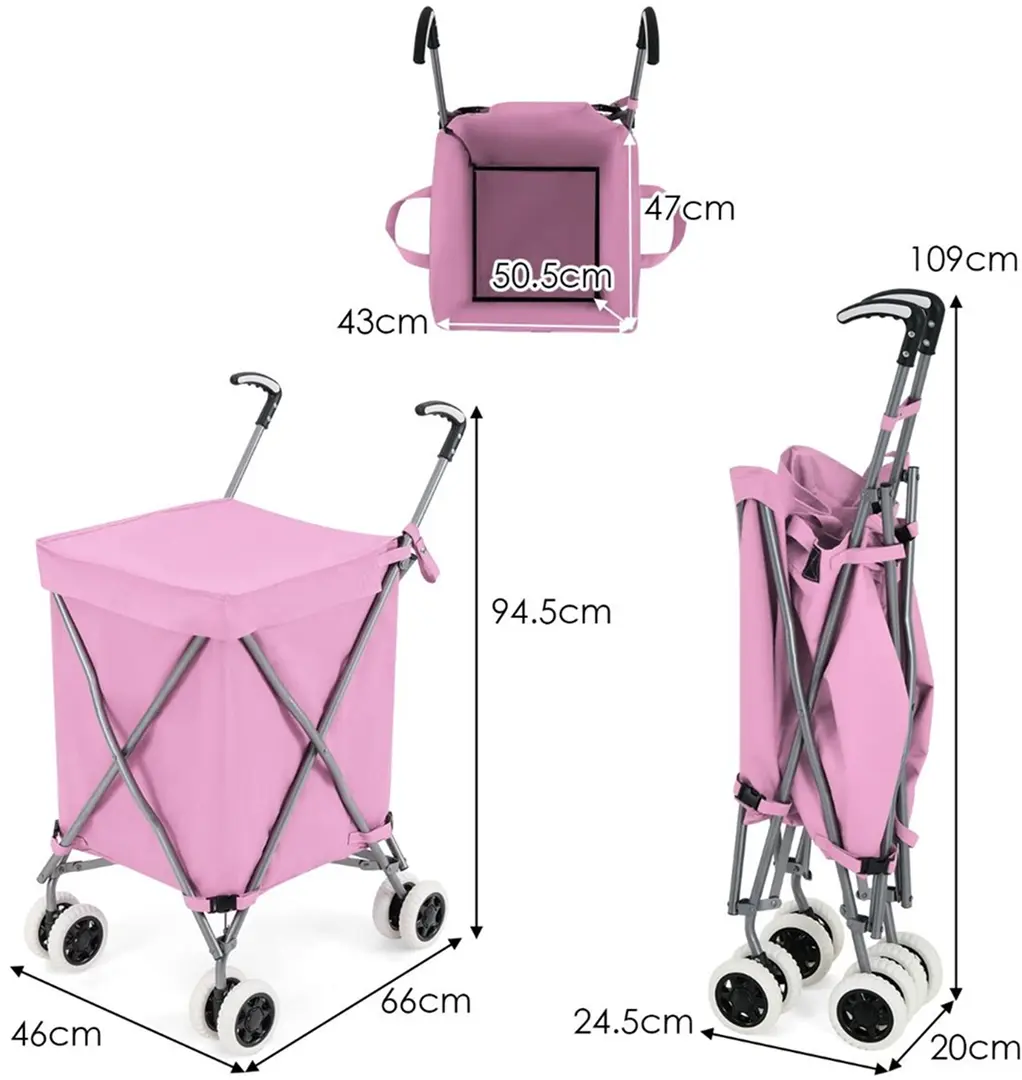 Geanta-carucior pliabila Costway TA10025PI (Pink) - 3