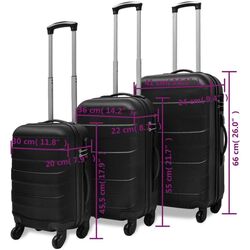 Набор чемоданов VidaXL 91141 S/M/L (Black) Thumb
