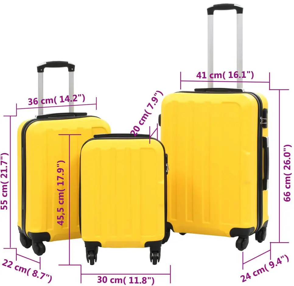 Набор чемоданов VidaXL 91876 S/M/L (Yellow)