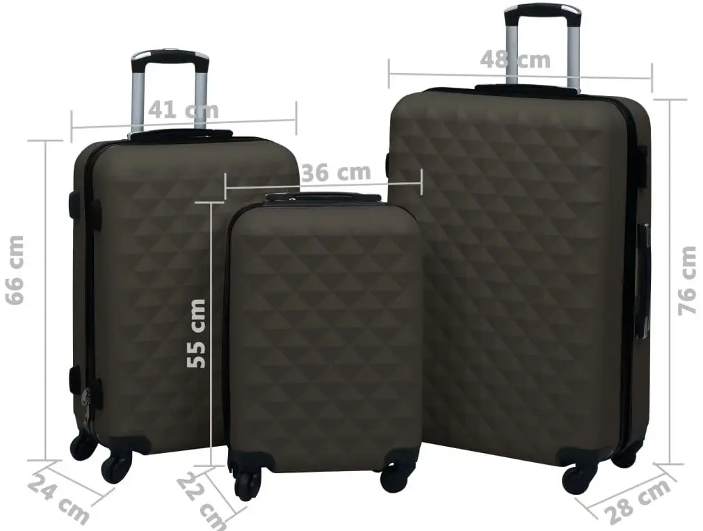 Set valize VidaXL 92417 3pcs (Anthracite)