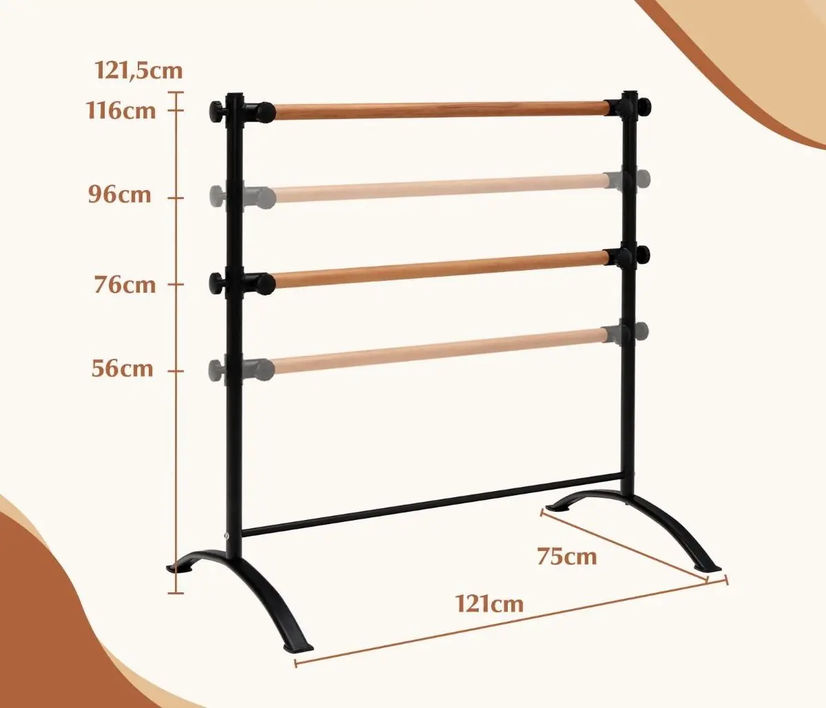 Балетный двойной станок Costway SP37862BK (Black/Wood) - 2