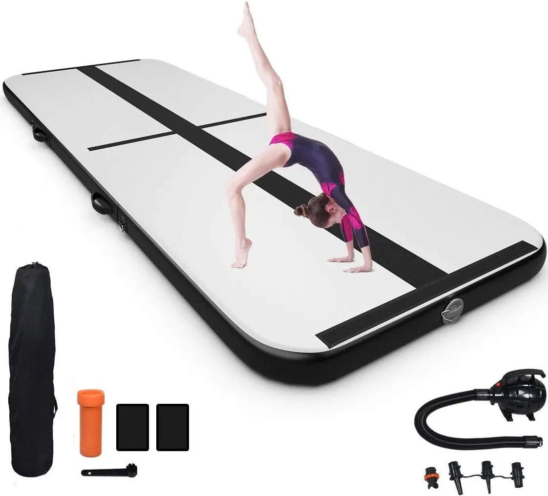 Saltea gonflabila pentru gimnastica Costway SP37188DE-BK (Black)