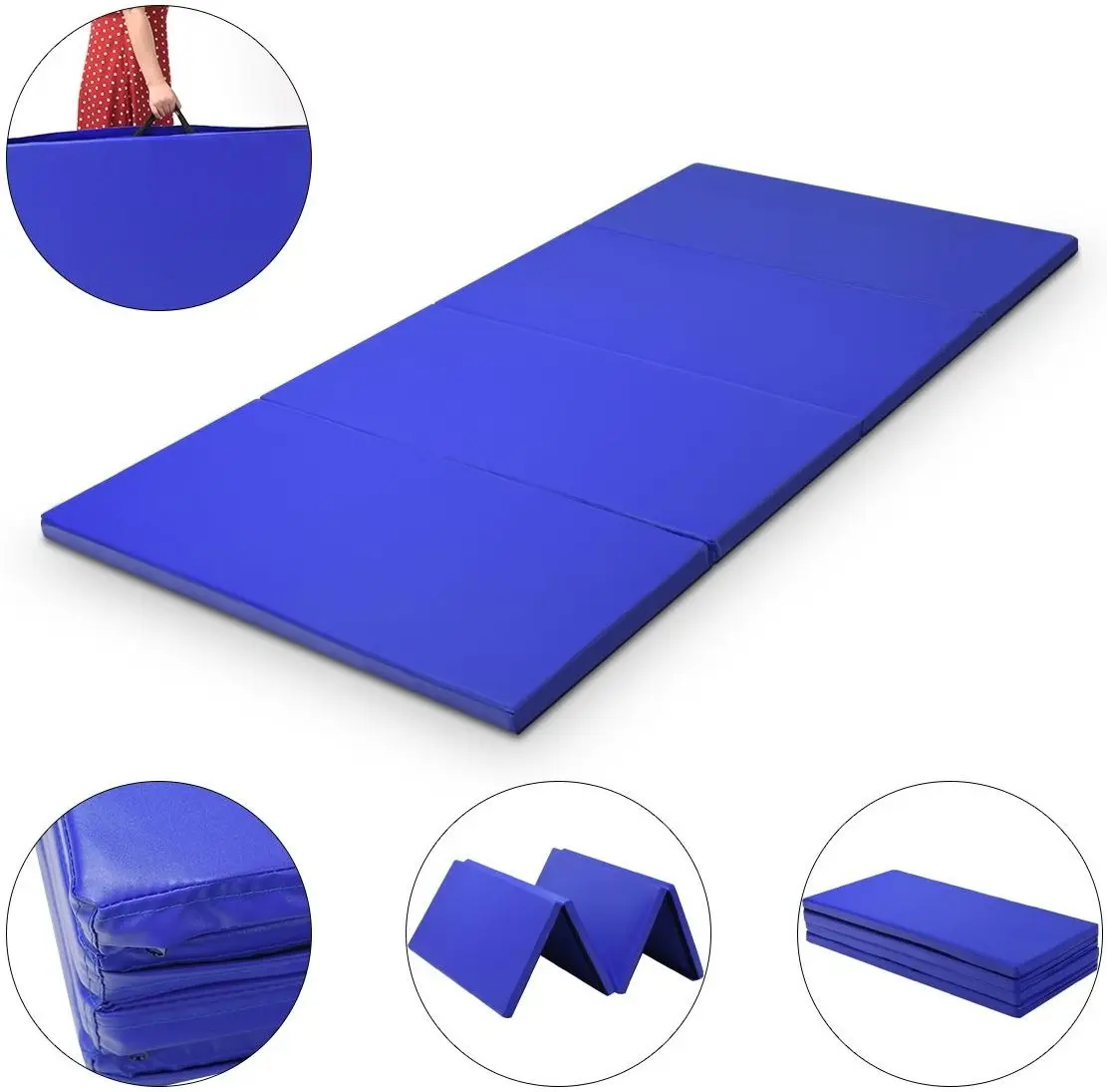 Складной гимнастический мат Costway FH10087NY (Blue) - 6