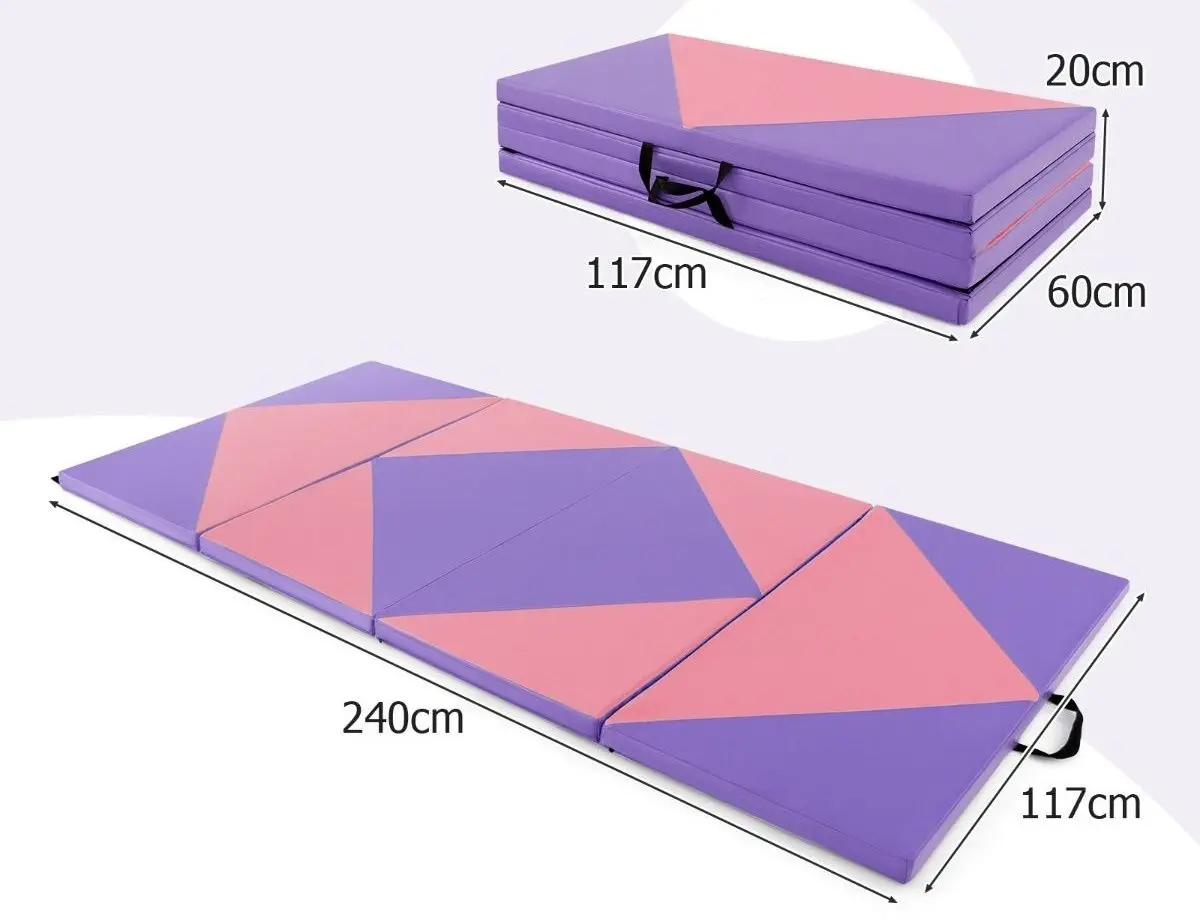 Складной гимнастический мат Costway FH10092PK (Pink/Purple) - 4