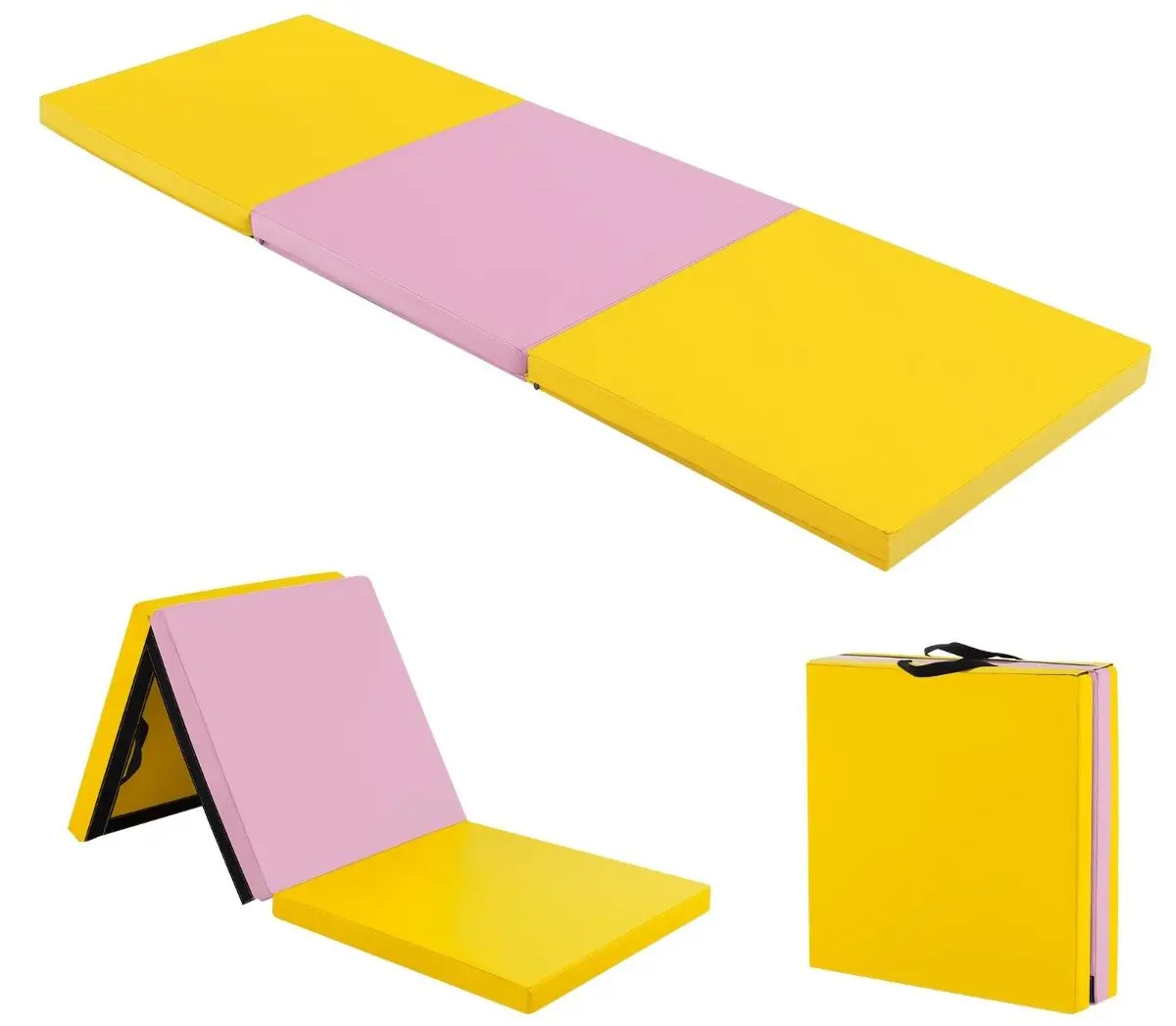 Складной гимнастический мат Costway FH10093HF (Yellow/Pink)