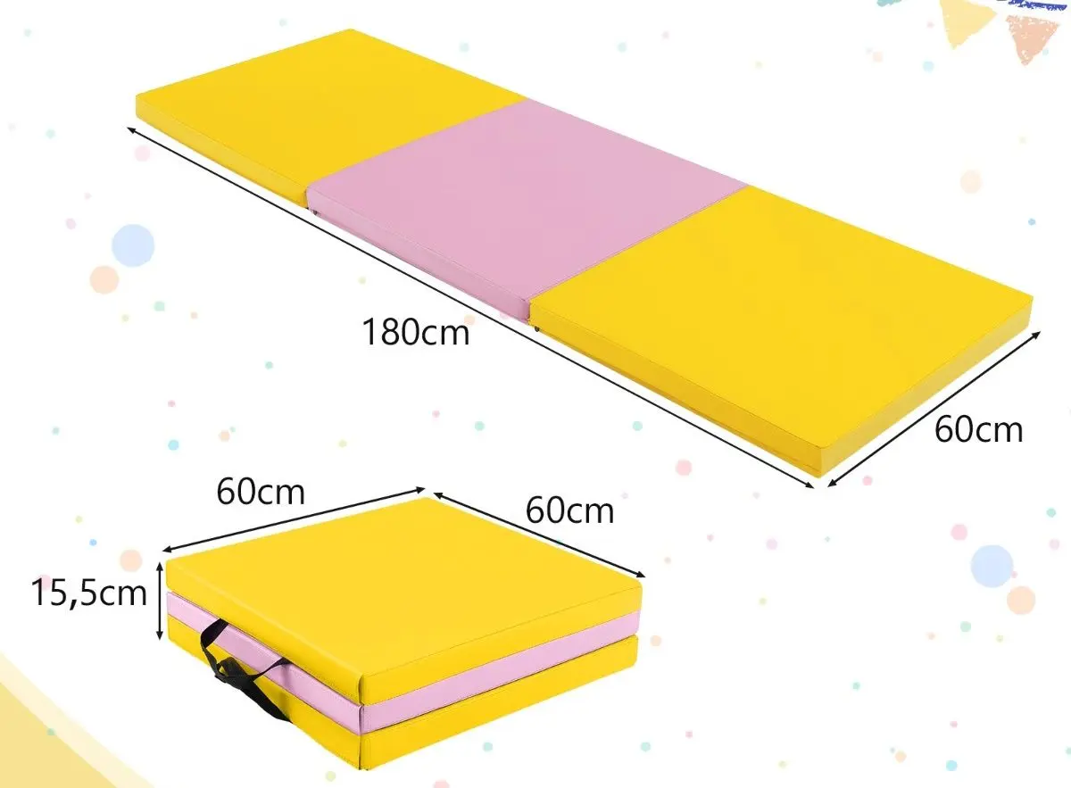 Складной гимнастический мат Costway FH10093HF (Yellow/Pink)