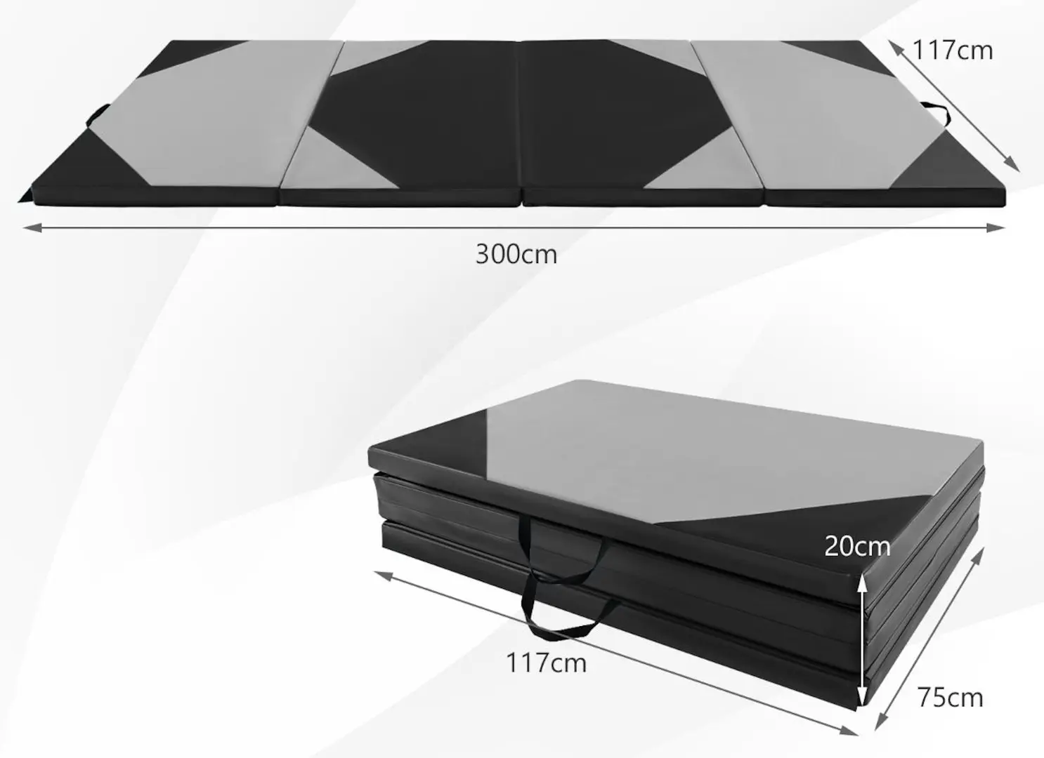 Saltea pliabila pentru gimnastica Costway FH10100GR (Grey/Black)