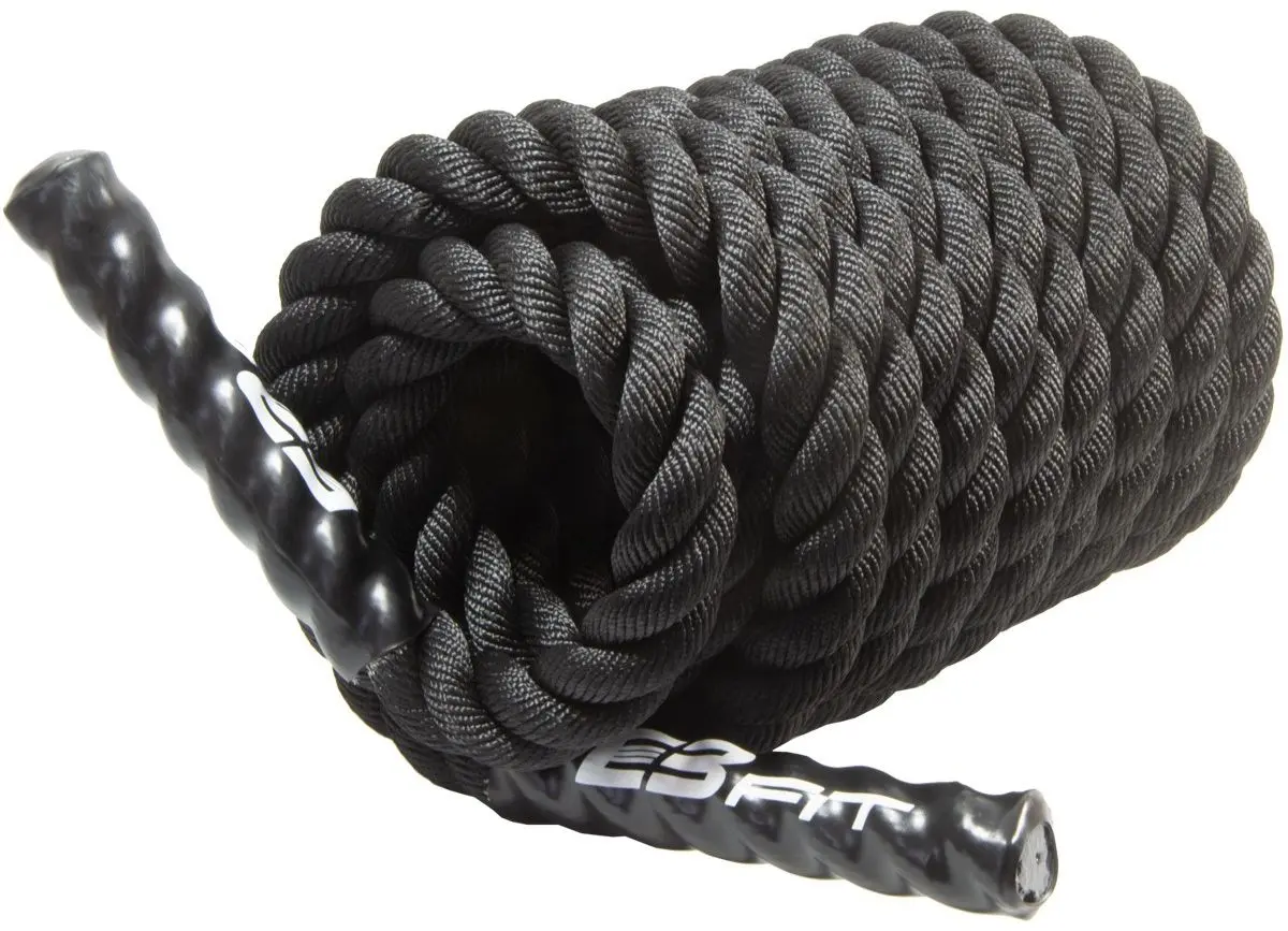 Franghie pentru crossfit EB Fit Crossfit Battle Rope 3.8x900cm (Black) - 2