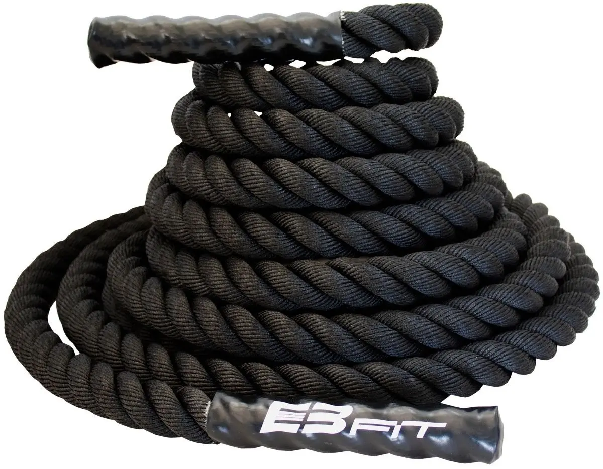Franghie pentru crossfit EB Fit Crossfit Battle Rope 3.8x900cm (Black) - 3