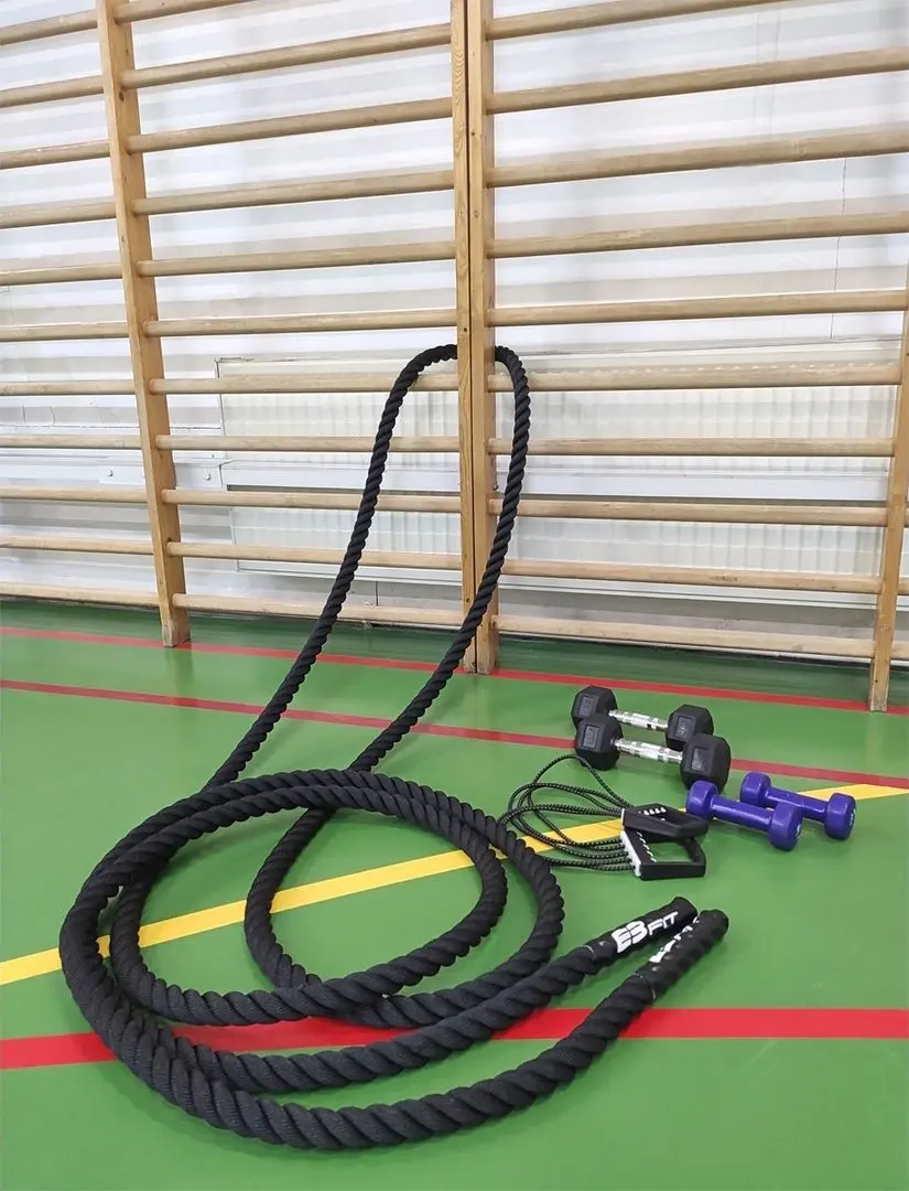 Franghie pentru crossfit EB Fit Crossfit Battle Rope 3.8x900cm (Black) - 8