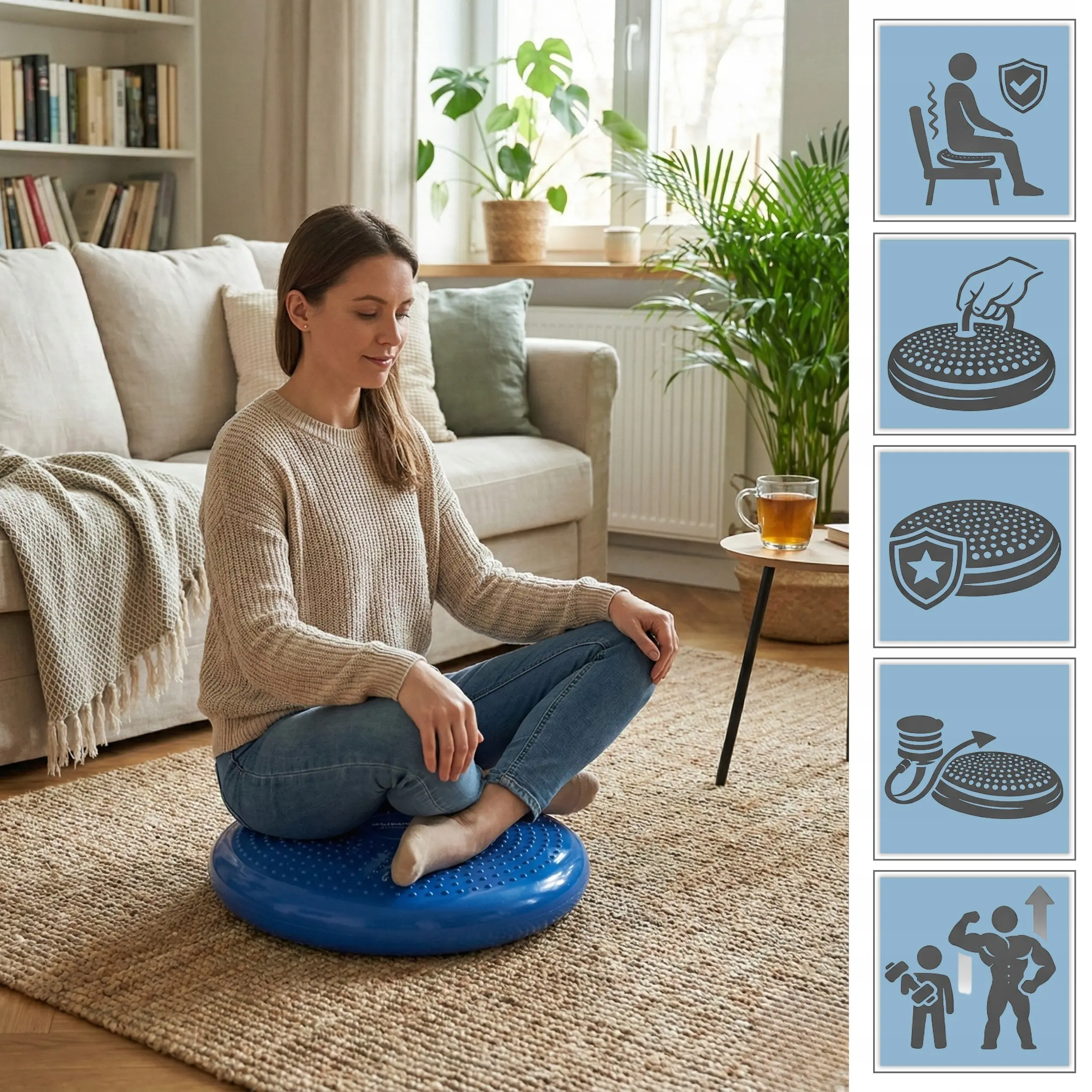 Надувная подушка для йоги Funfit Gym&Fitness 4828 (Blue) - 7