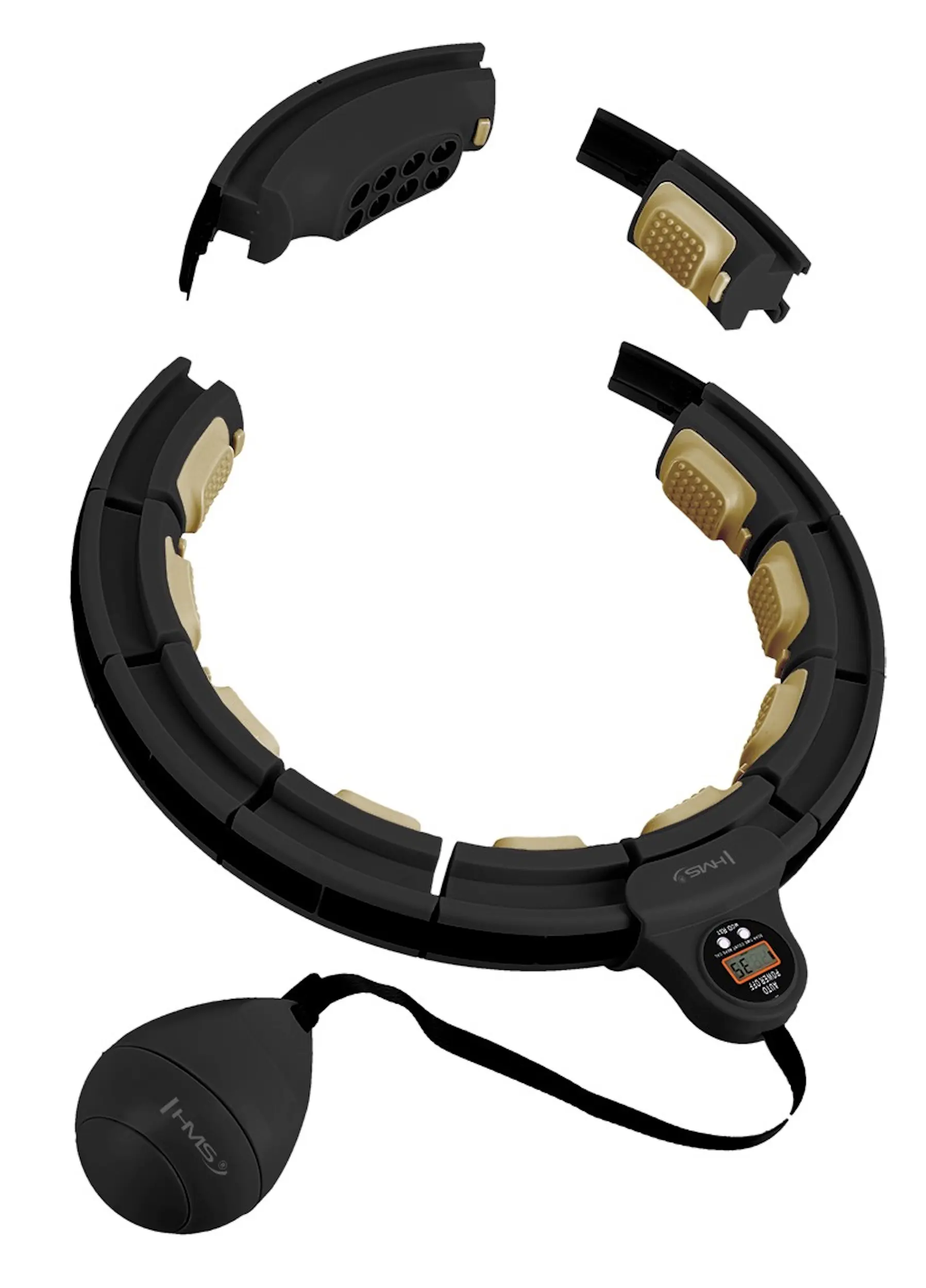 Магнитный массажный обруч с утяжелителем HMS HHM13 (Black/Gold) - 2