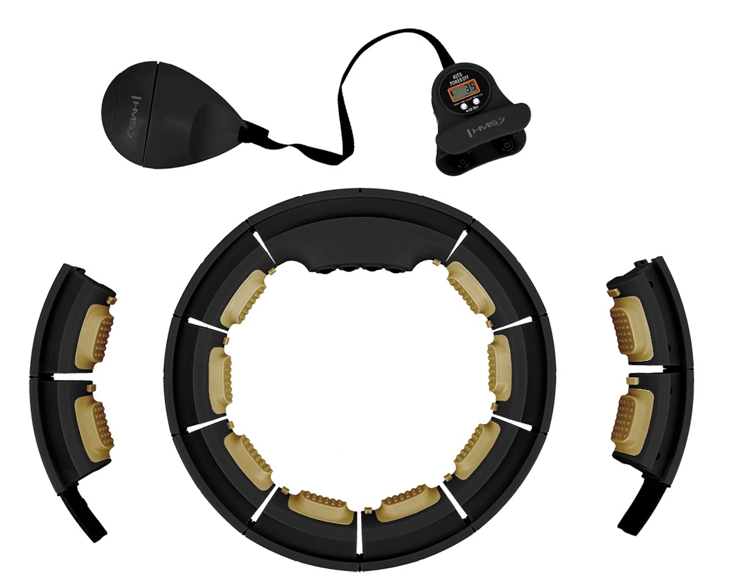 Магнитный массажный обруч с утяжелителем HMS HHM13 (Black/Gold) - 4
