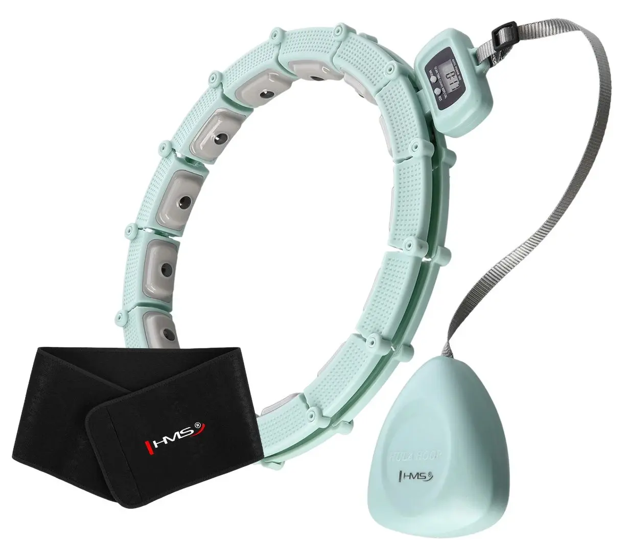 Магнитный массажный обруч с утяжелителем HMS HHM14 + пояс BR163 (Light Green)