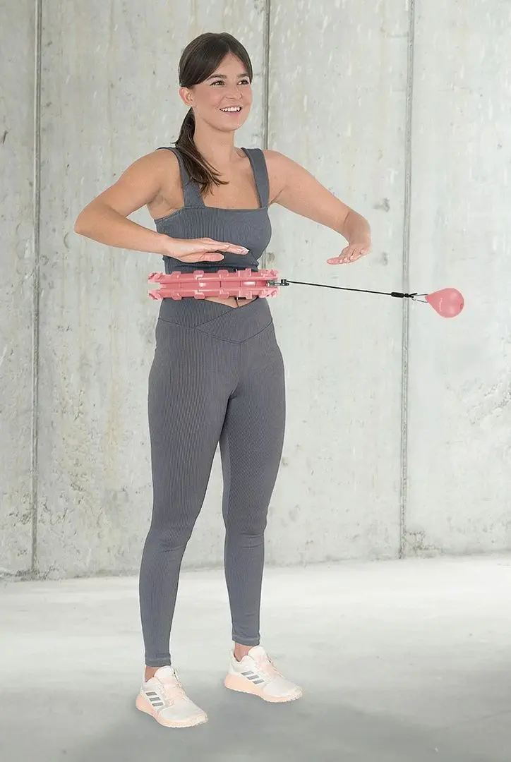 Массажный обруч с утяжелителем HMS HHW01 + пояс BR163 (Pink) - 6