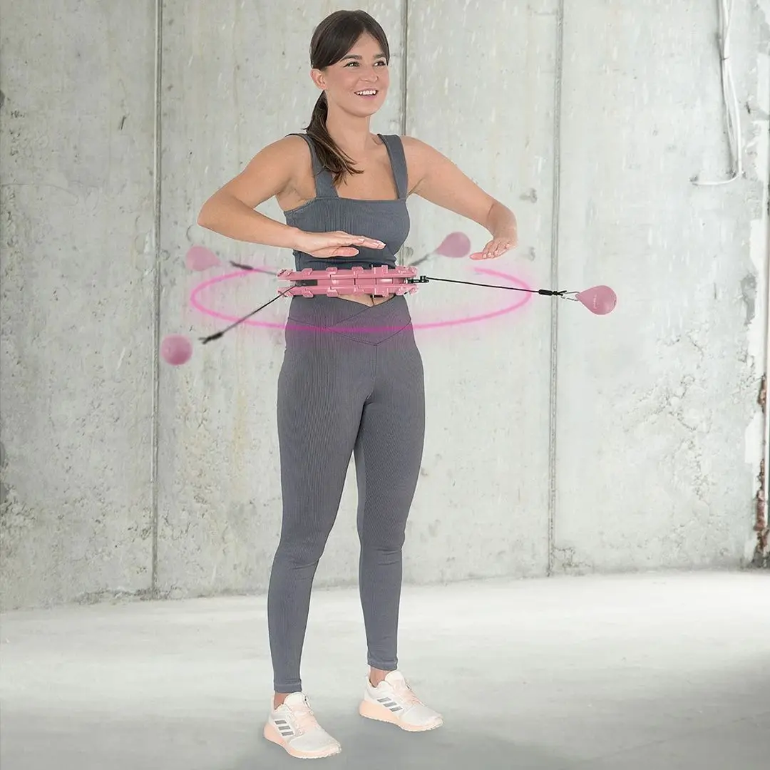 Массажный обруч с утяжелителем HMS HHW01 + пояс BR163 (Pink) - 8