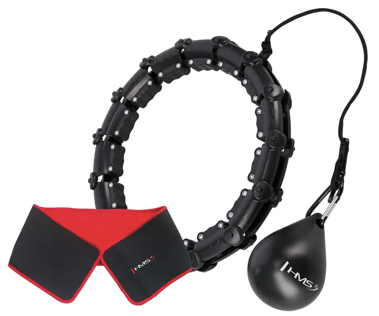 Массажный обруч с утяжелителем HMS HHW02 + пояс BR163 (Black)