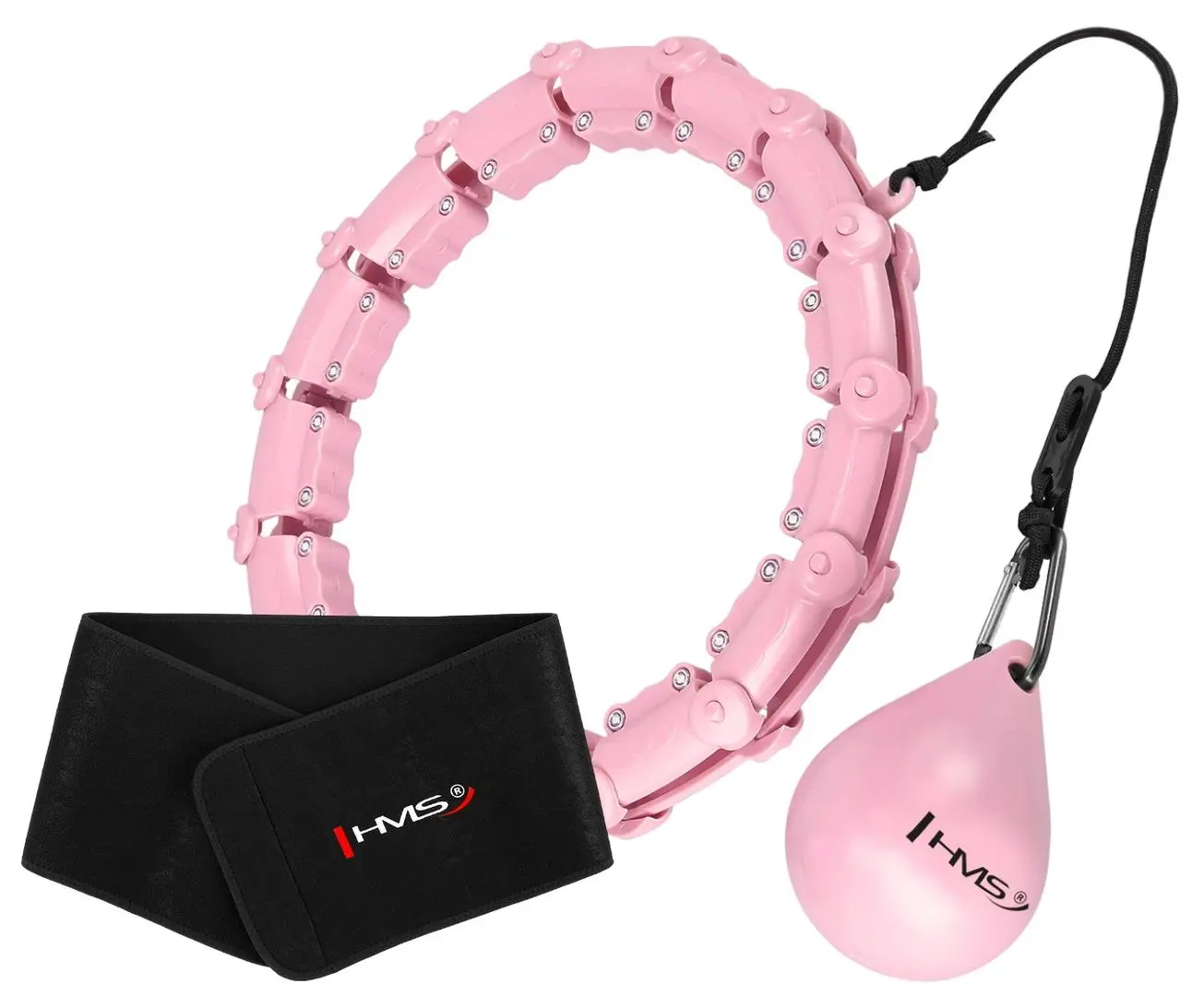 Массажный обруч с утяжелителем HMS HHW02 + пояс BR163 (Light Pink)