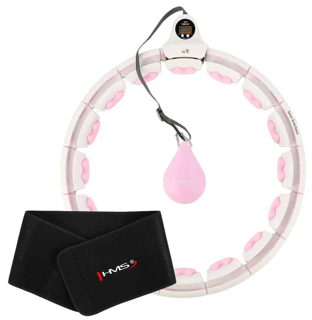 Cerc de masaj cu greutate HMS HHW06 + centura BR163 (White/Pink)