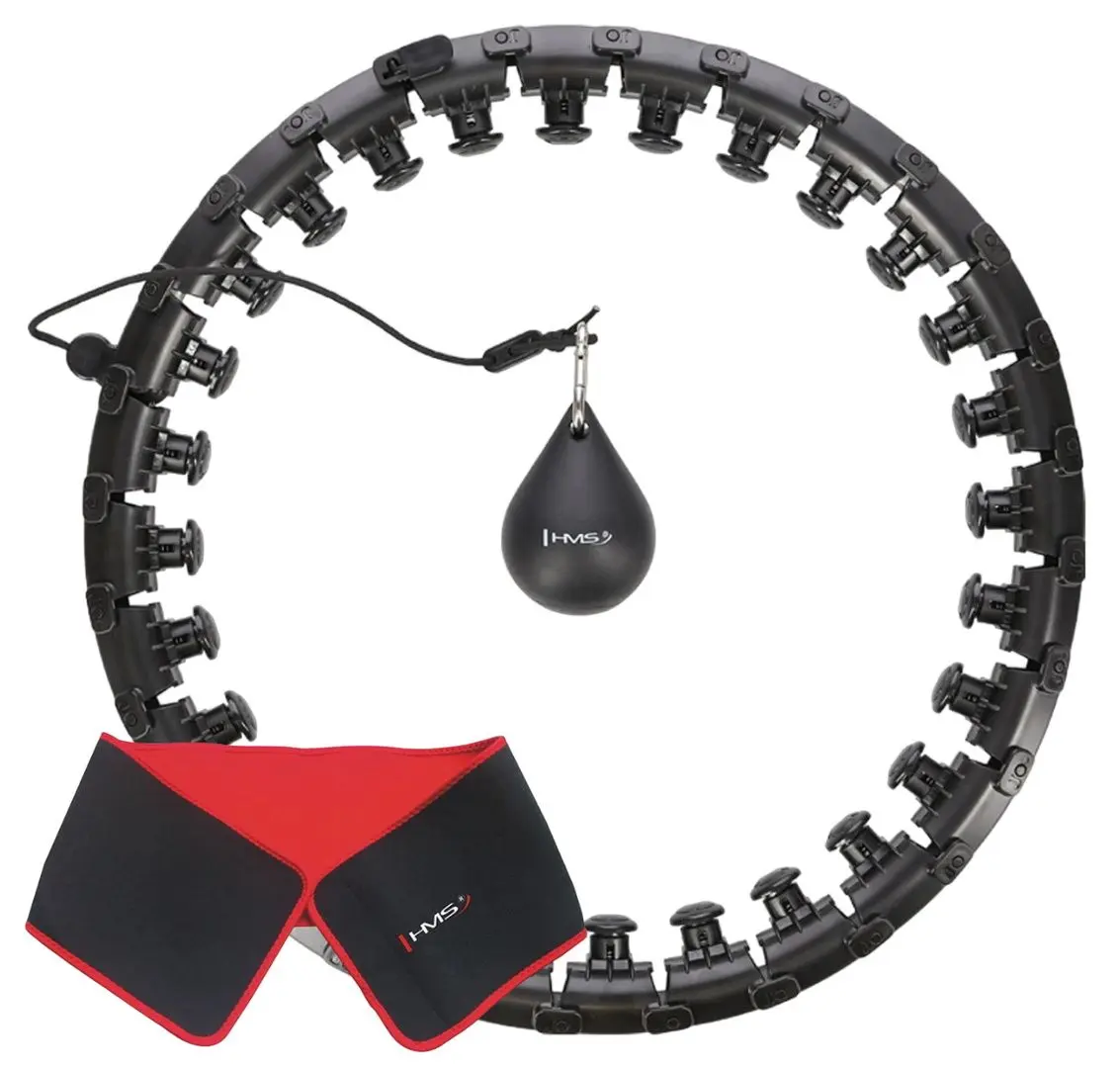 Массажный обруч с утяжелителем HMS Plus Size HHW12 + пояс BR163 (Black)