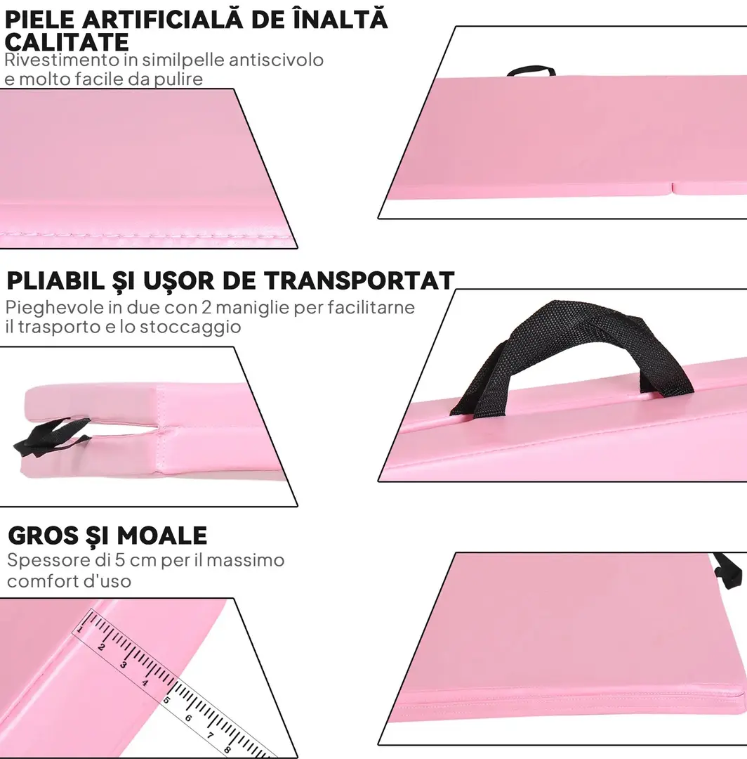 Складной гимнастический мат Homcom A93-033PK (Pink) - 3