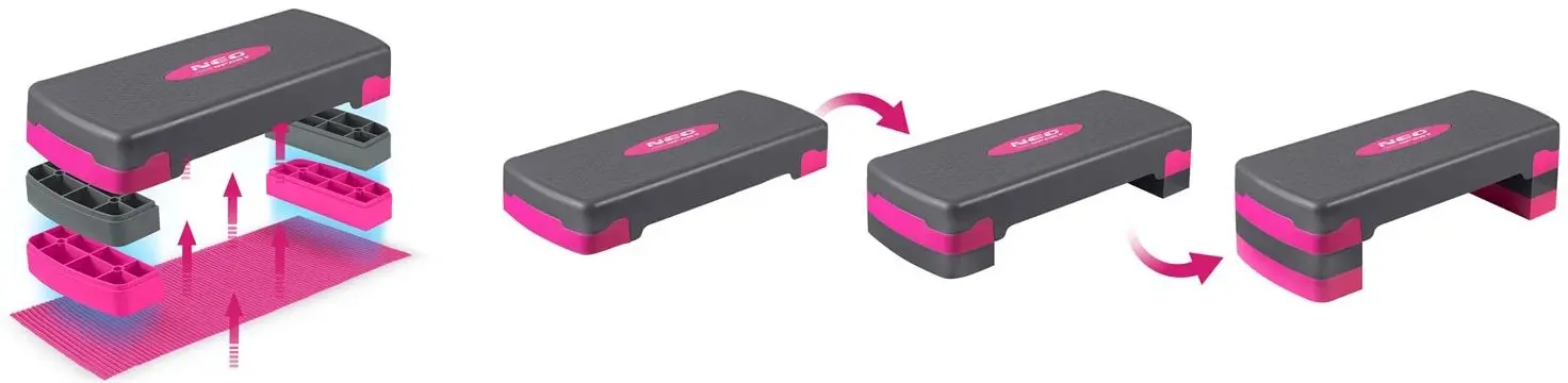 Step-platforma Neo-Sport NS-400 (Grey/Pink)