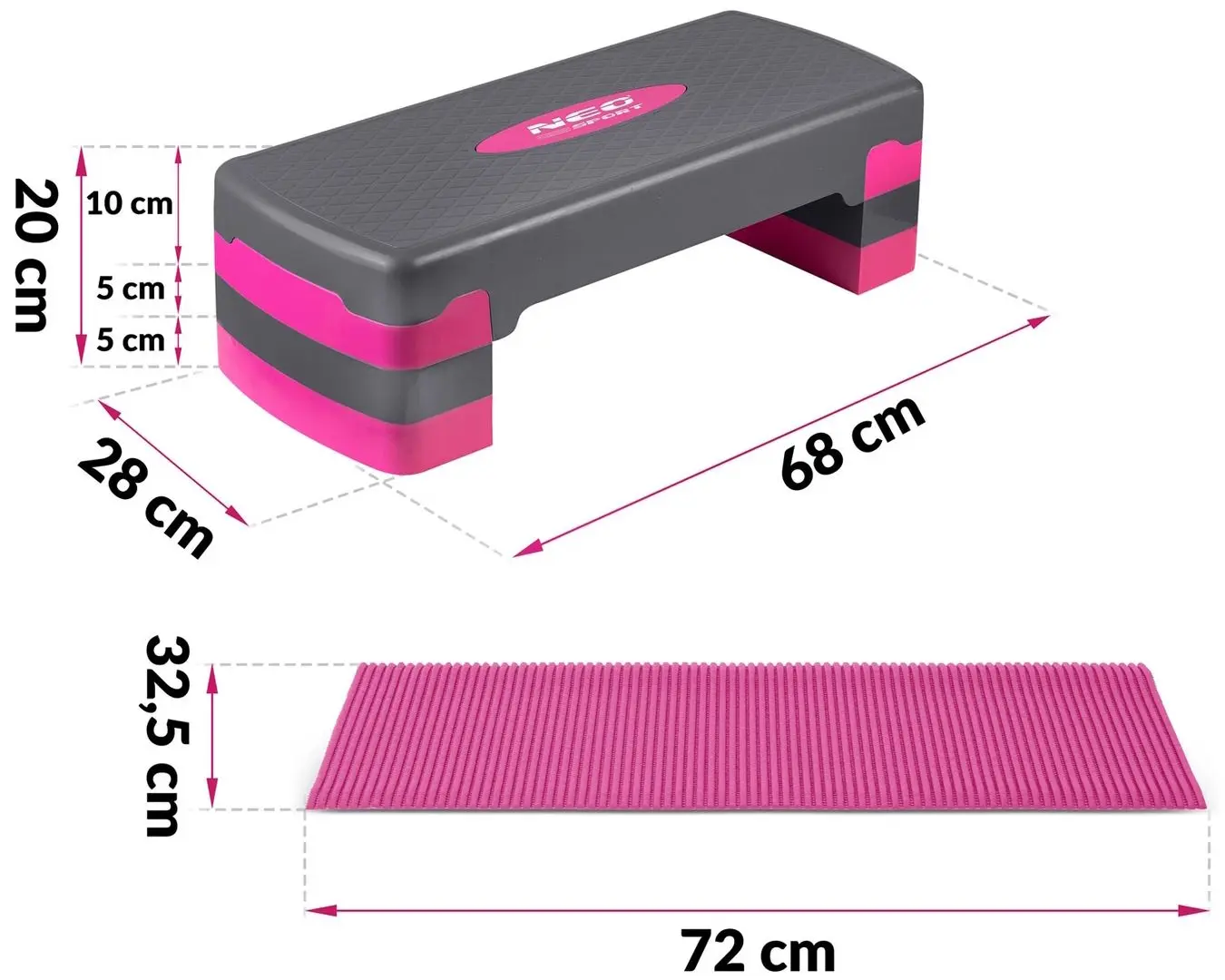 Step-platforma Neo-Sport NS-400 (Grey/Pink)