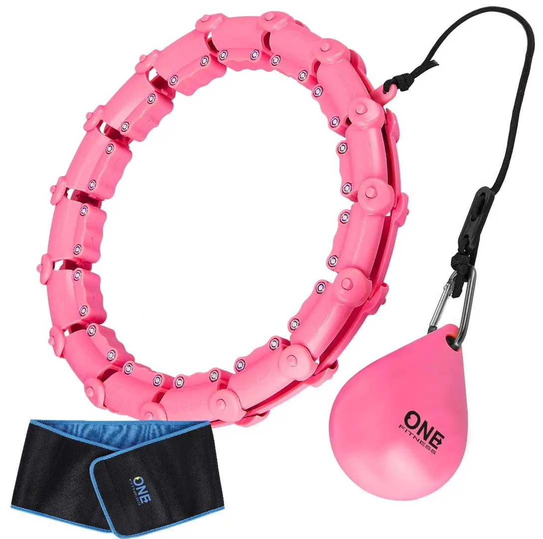 Cerc de masaj cu greutate One Fitness OHA02 + centura BR160 (Pink)