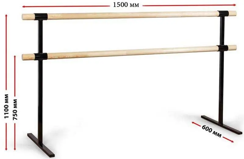 Bara de balet dubla mobila PlayPark 150x60 (Black/Oak)