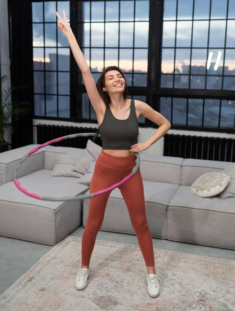 Cerc de masaj PX-Sport Hula Hoop PA041 (Grey/Pink)