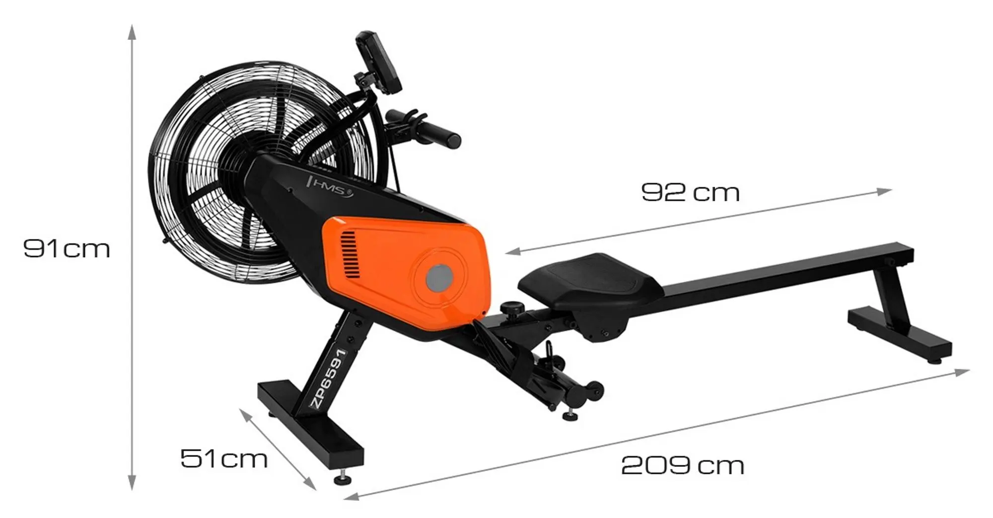 Гребной тренажер HMS ZP6591 (Black/Orange)