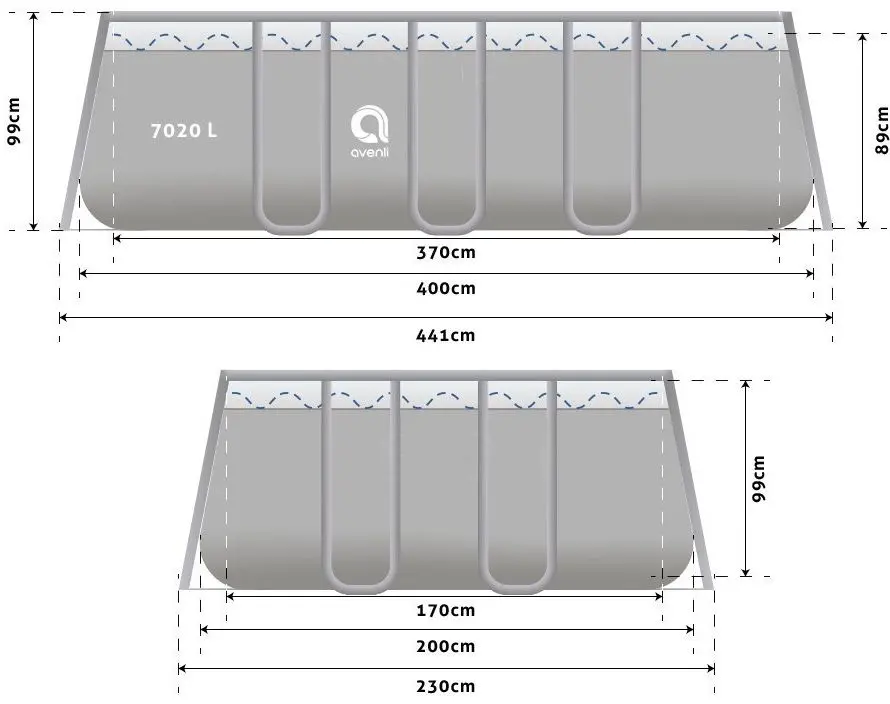 Piscina cu cadru Avenli 2817 400x200cm Set (Grey)