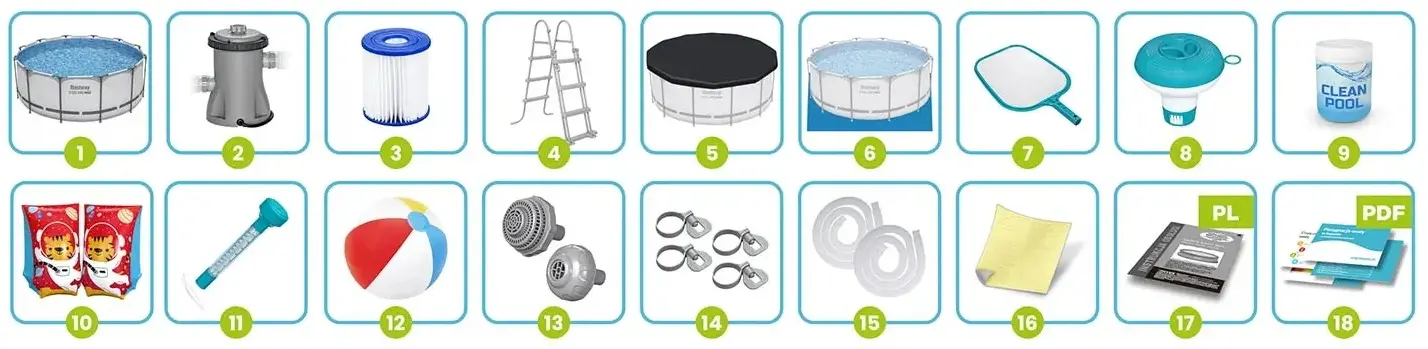 Каркасный бассейн 17в1 Bestway 56420 (White) - 7