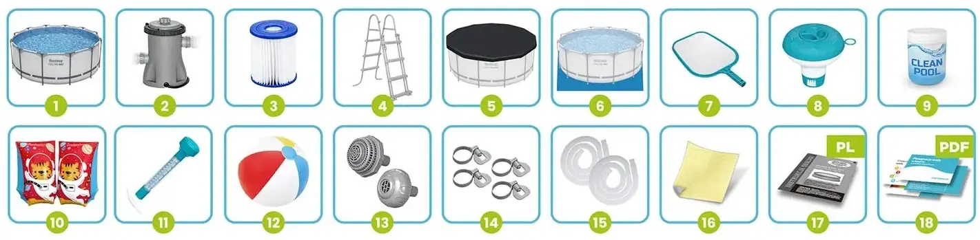 Каркасный бассейн 18в1 Bestway MegaSet 56420-M (White) - 10