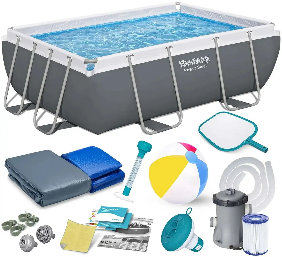 Каркасный бассейн Bestway Power Steel 56629N-15W1 (Grey/Blue)