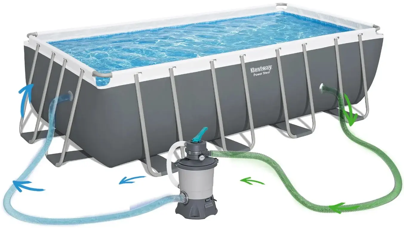 Piscina cu cadru Bestway Power Steel 56671N (Grey/Blue) - 4