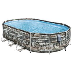 Piscina cu cadru Bestway Power Steel Oval 56719BW (Grey)